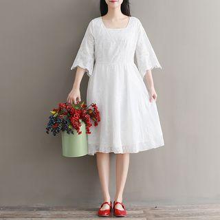 3/4-sleeve Eyelet Lace Dress