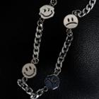 Smiley Alloy Necklace Silver - One Size