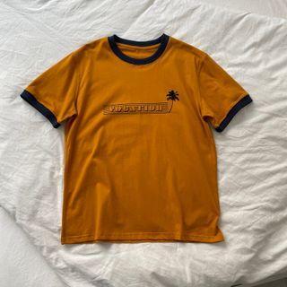Short Sleeve Contrast-trim Print Tee Yellow - One Size