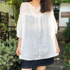 Ruched Blouse White - One Size