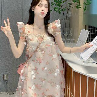 Sleeveless Floral Sheer Mini Dress