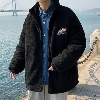 Rainbow Print Fleece Zip-up Jacket