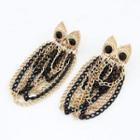 Chain-layered Owl Shape Drop Earrings