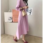 Flared 3/4-sleeve Linen Dress