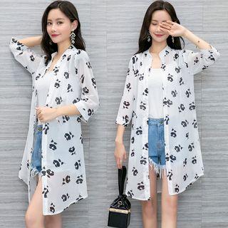 Patterned 3/4 Sleeve Long Light Jacket