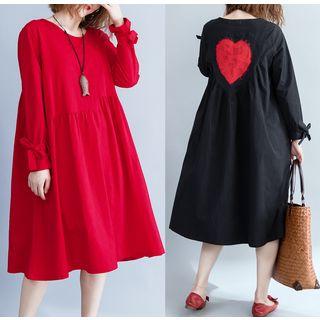 Heart Long-sleeve A-line Midi Dress