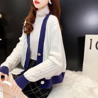 Two Tone Chunky Knit Cardigan