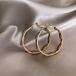 Faux Leather Alloy Hoop Earring