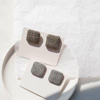 Houndstooth Fabric Square Earring