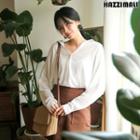 Open-placket Tap-sleeve Shirt