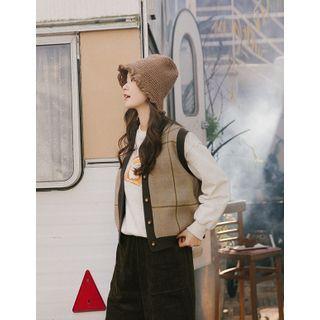 Button-up Plaid Knit Vest