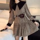Set: Leopard Print Mini A-line Dress + Shawl