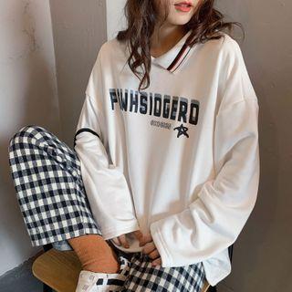 Contrast Collar Letter Print Sweatshirt