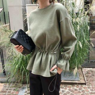 Drop-shoulder Drawstring-waist Top