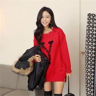 Distressed Mini Sweater Dress