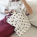 Dotted Canvas Tote Bag P86183 - White - One Size