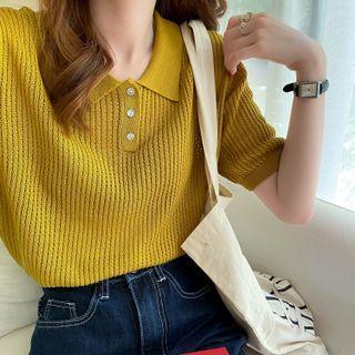 Plain Light Knit Polo Shirt