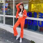 Zip-up Hoodie & Boot-cut Sweatpants Set