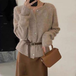 Set: Plain Cardigan + Maxi A-line Skirt