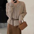 Set: Plain Cardigan + Maxi A-line Skirt