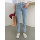 Tur-up Hem Straight -cut Jeans