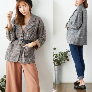 Single Breast Plaid Blazer