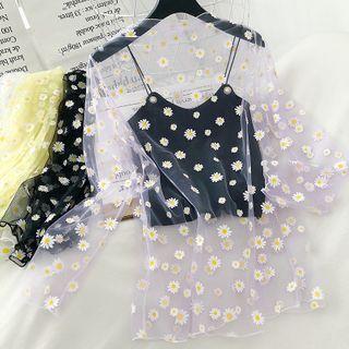 Daisy Print Mesh Cover-up