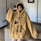 Sheep Embroidered Faux Shearling Hoodie