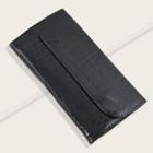 Faux Leather Makeup Brush Bag Crocodile Grain - Black - One Size