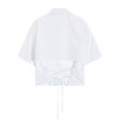 Elbow-sleeve Cut-out Crop Shirt White - One Size