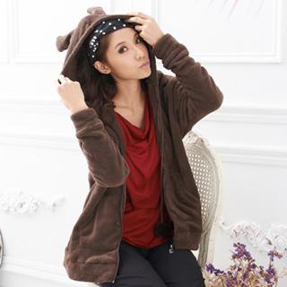 Ear-accent Hooded Jacket
