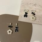 Asymmetrical Bear & Flower Drop Earring / Clip-on Earring