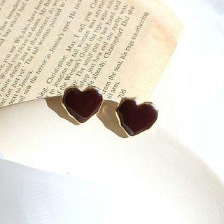 Alloy Heart Earring 1 Pair - Wine Red - One Size