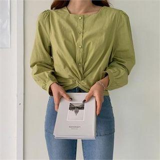 Square-neck Draped-detail Blouse