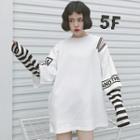 Mock Two-piece Long-sleeve Striped T-shirt