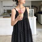 Spaghetti Strap Polka Dot A-line Midi Dress / Midi Skirt