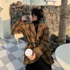 Plaid Single-breasted Blazer With Belt