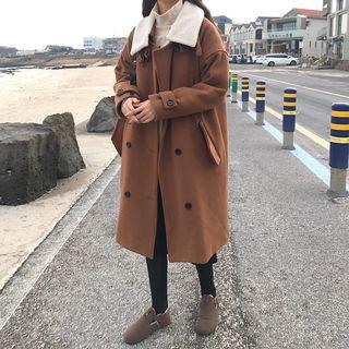 Double Breasted Fleece Long Coat