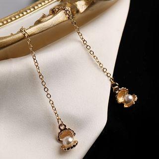 Faux Pearl Shell Drop Earring 1 Pair - S925 Silver Stud - Gold - One Size