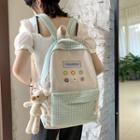 Gingham Panel Canvas Backpack