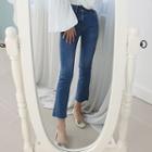 Petite Size Distressed Boot-cut Jeans