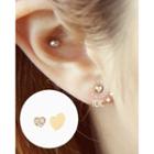 Asymmetric-heart 10k Gold Ear Stud (2 Pcs) One Size