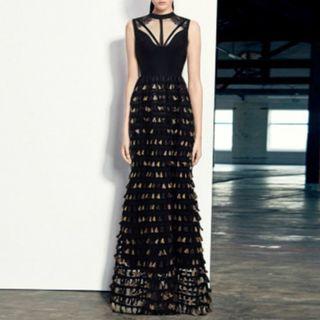 Sleeveless Cutout Tasseled Evening Gown