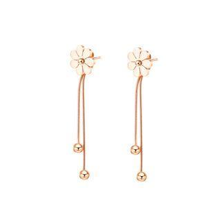 Fashion Simple Plated Rose Gold Flower Tassel 316l Stainless Steel Earrings Rose Gold - One Size