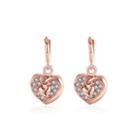 Romantic Plated Rose Gold Heart Earrings With Austrian Element Crystal Rose Gold - One Size