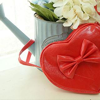 Bow Heart Patent Shoulder Bag