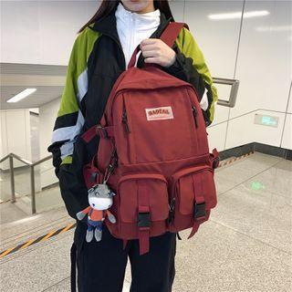 Buckled Nylon Backpack / Cow Charm