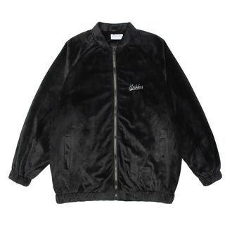 Letter Embroidered Velvet Zip-up Jacket