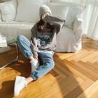 Earth Graphic Print Sweatshirt Dark Gray - One Size