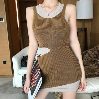 Sleeveless Plain Dress / Sleeveless Cutout Knit Dress